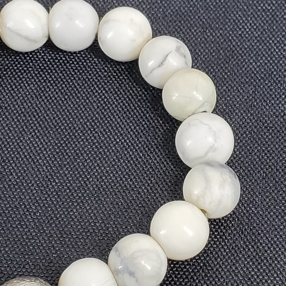 Raw Cut White Druzy Quartz Stone Charm Bracelet Natural Stone Stretchy Unique - Picture 10 of 12